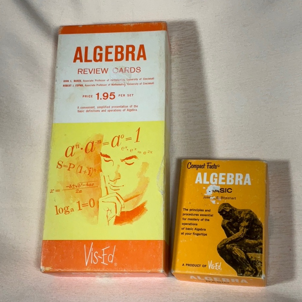 Vintage Algebra Review Cards & Algebra Basic Cards by Vis-Ed